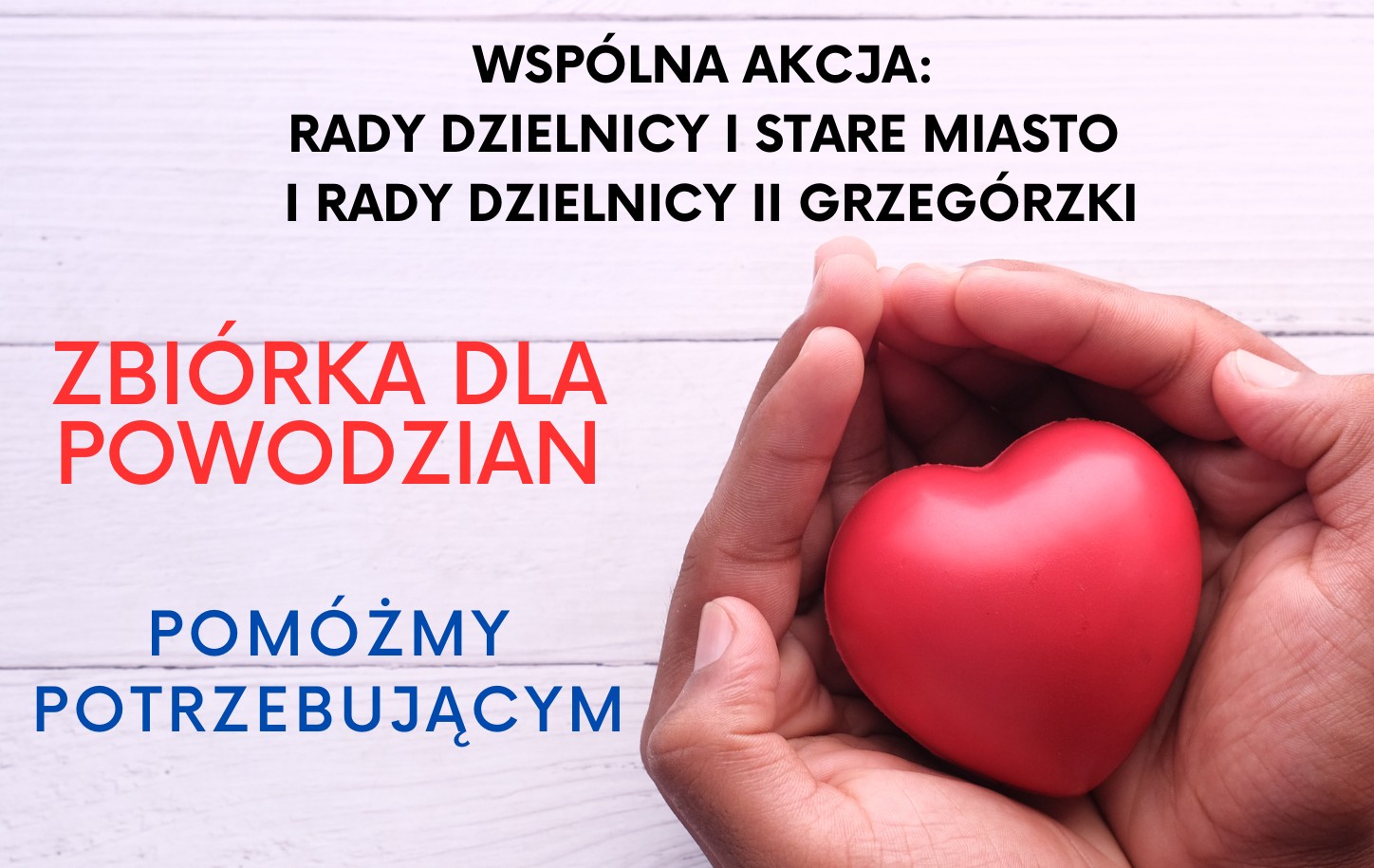 Zbiórka dla powodzian prowadzona przez Radę Dzielnicy I Stare Miasto i Radę Dzielnicy II Grzegórzki