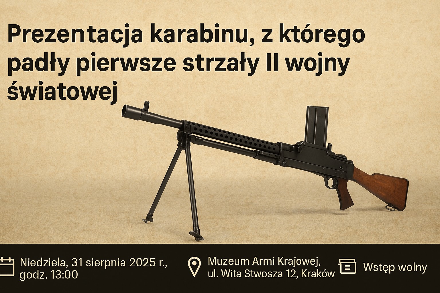 Prezentacja karabinu, z którego padły pierwsze strzały II wojny światowej