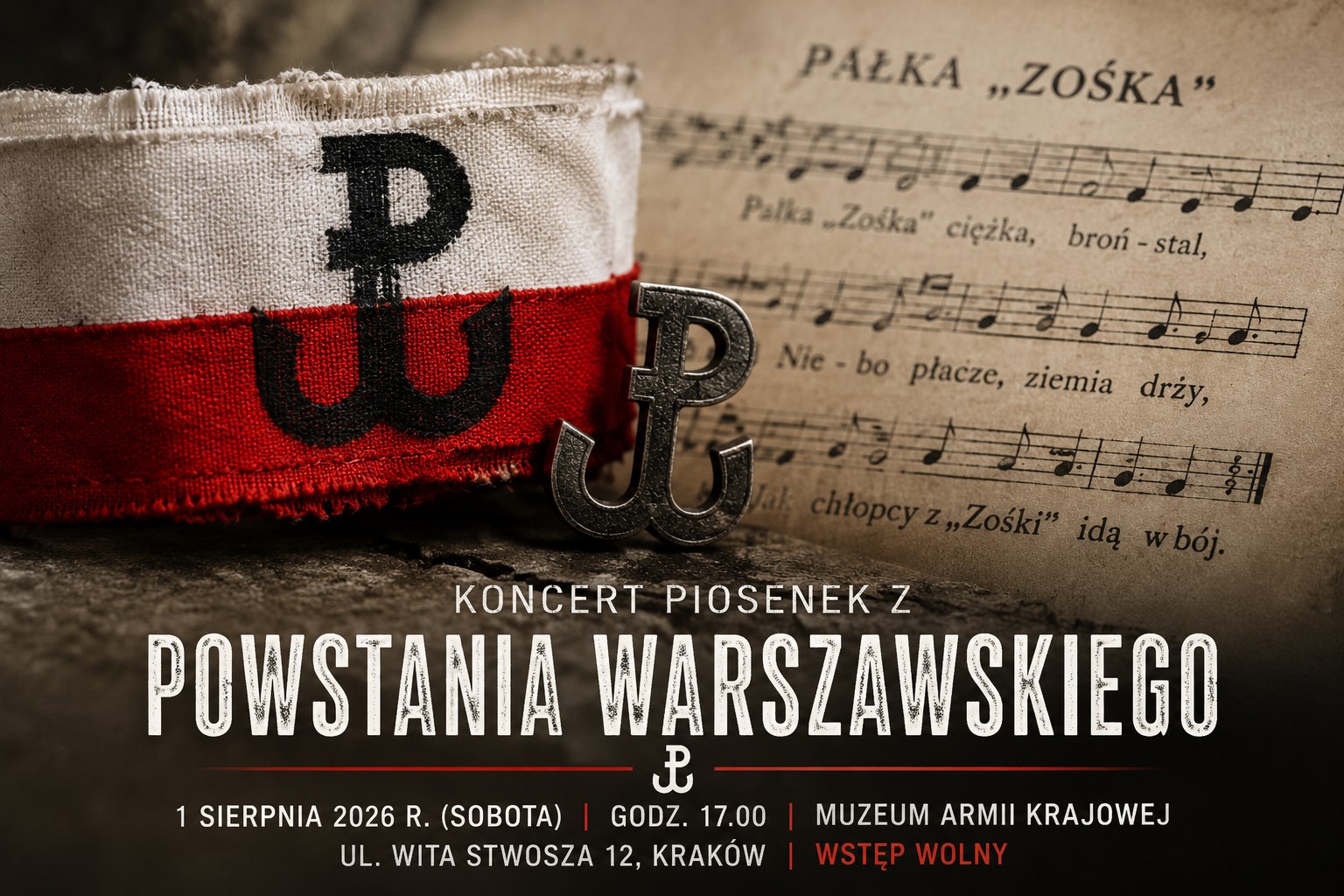 Baner: Koncert piosenek z Powstania Warszawskiego w Muzeum Armii Krajowej